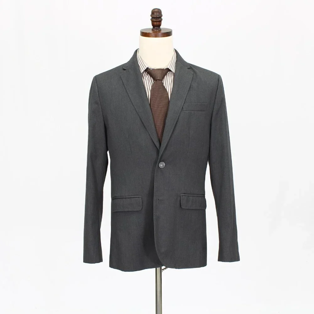 Kenneth Cole 40R Gray Solid 2-Button Sport Coat Blazer Jacket G907